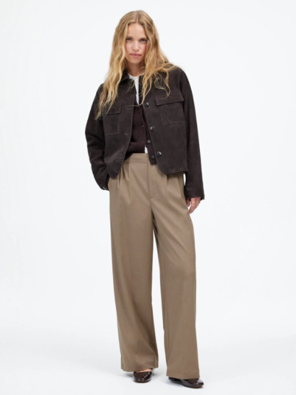 The Harlow Wide-Leg Trouser in Brushed Twill